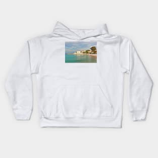 Traditional houses in the town of Spetses island, Greece Kids Hoodie